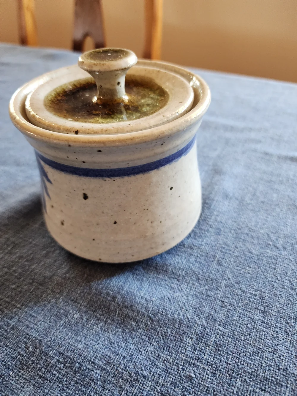 Vintage Signed Pottery Crock With Lid